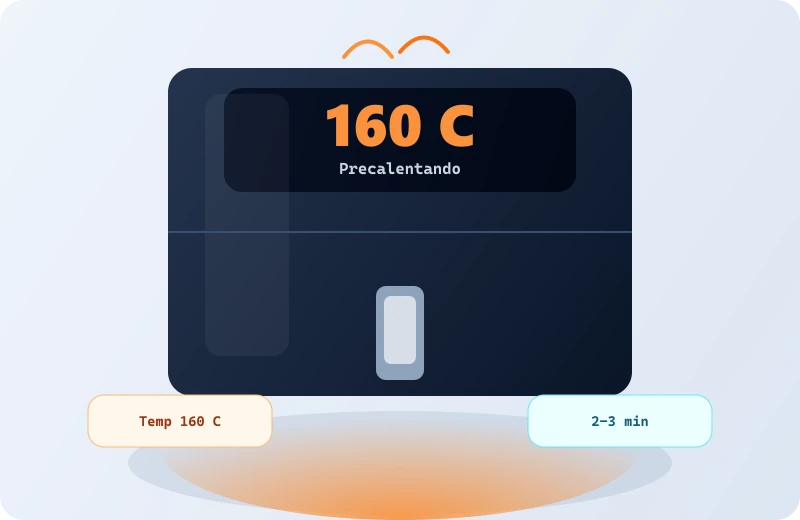 Freidora de aire precalentando a 160 C (Taurus)