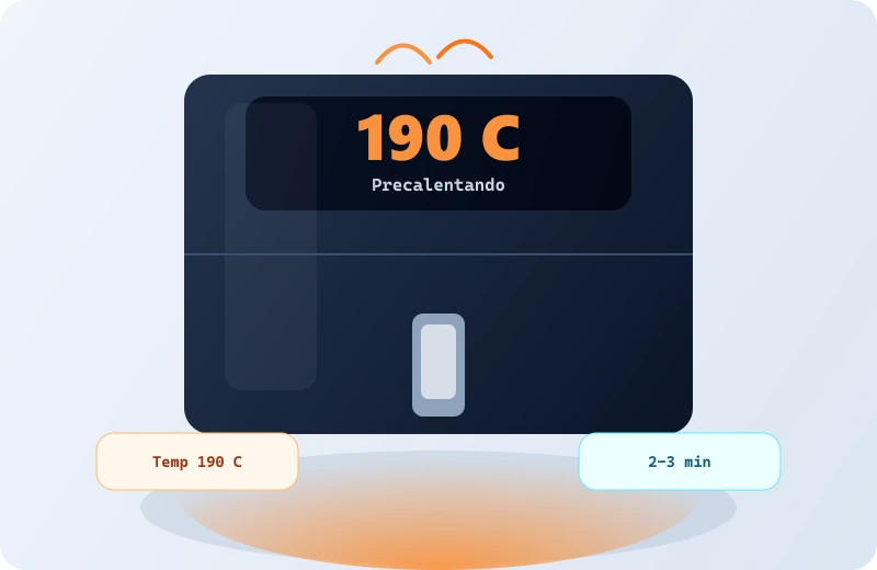 Freidora de aire precalentando a 190 C (Ninja)