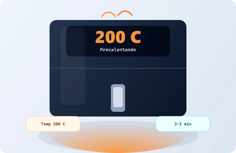 Freidora de aire precalentando a 200 C (Ufesa)