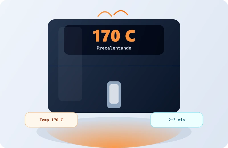 Freidora de aire precalentando a 170 C (Ufesa)