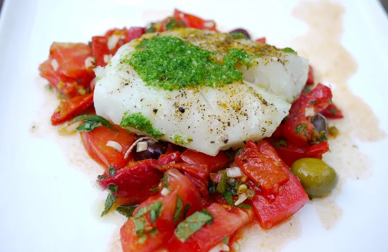 Plato terminado: Bacalao en freidora de aire